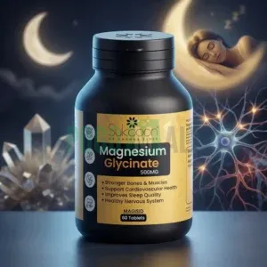 Magnesium Glycinate 500mg 60 Tablets bottle by Sukooon for sleep and muscle health.