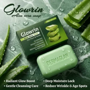 Glowrin 100% Pure Aloe Vera Soap for Glowing & Moisturizing Skin (80gm)