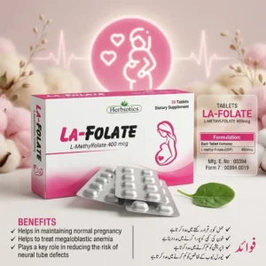 LA-FOLATE L-Methyl Folate Supplement 400mcg – 30 Tablets