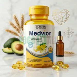 Medvion Vitamin E 400IU Softgel Capsules – 30 Caps for Skin, Hair & Heart Health