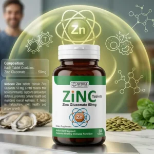 Zinc Gluconate 50mg Tablets | Medevox | for Immunity & Wellness – 30 Tabs