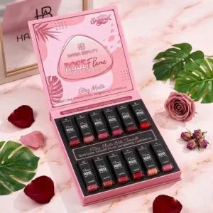 Hania Beauty Rose Flame Matte Lipstick Set – Pack of 12