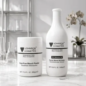 Johnson White Professional Facial Bleach System (500g Powder & 1000ml 6% Vol 20 Activator)