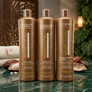 Brasil Cacau Professional Kit (Anti Residue Shampoo, Brazilian Thermal Reconstruction, Deep Conditioning Mask)
