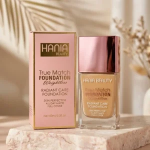 Hania Beauty True Match Foundation Weightless Radiant Care Foundation Skin Perfector All Day Matte Full Cover 60ml
