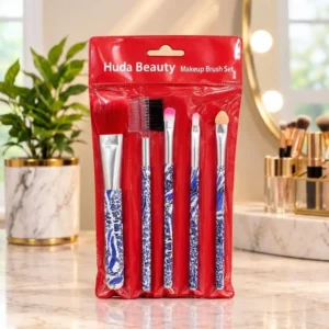 Huda Beauty 5 Pcs Makeup Brush Set with Travel Pouch