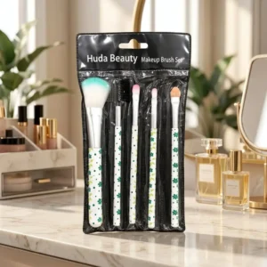 Huda Beauty 5-Piece Floral Makeup Brush Set with Travel Pouch