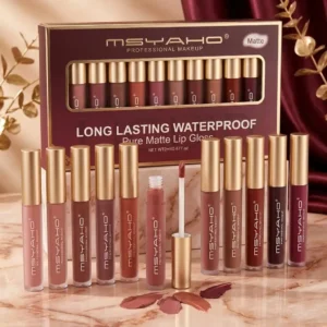 MSYAHO Long Lasting Waterproof Pure Matte Lip Gloss Set – 12 Pcs